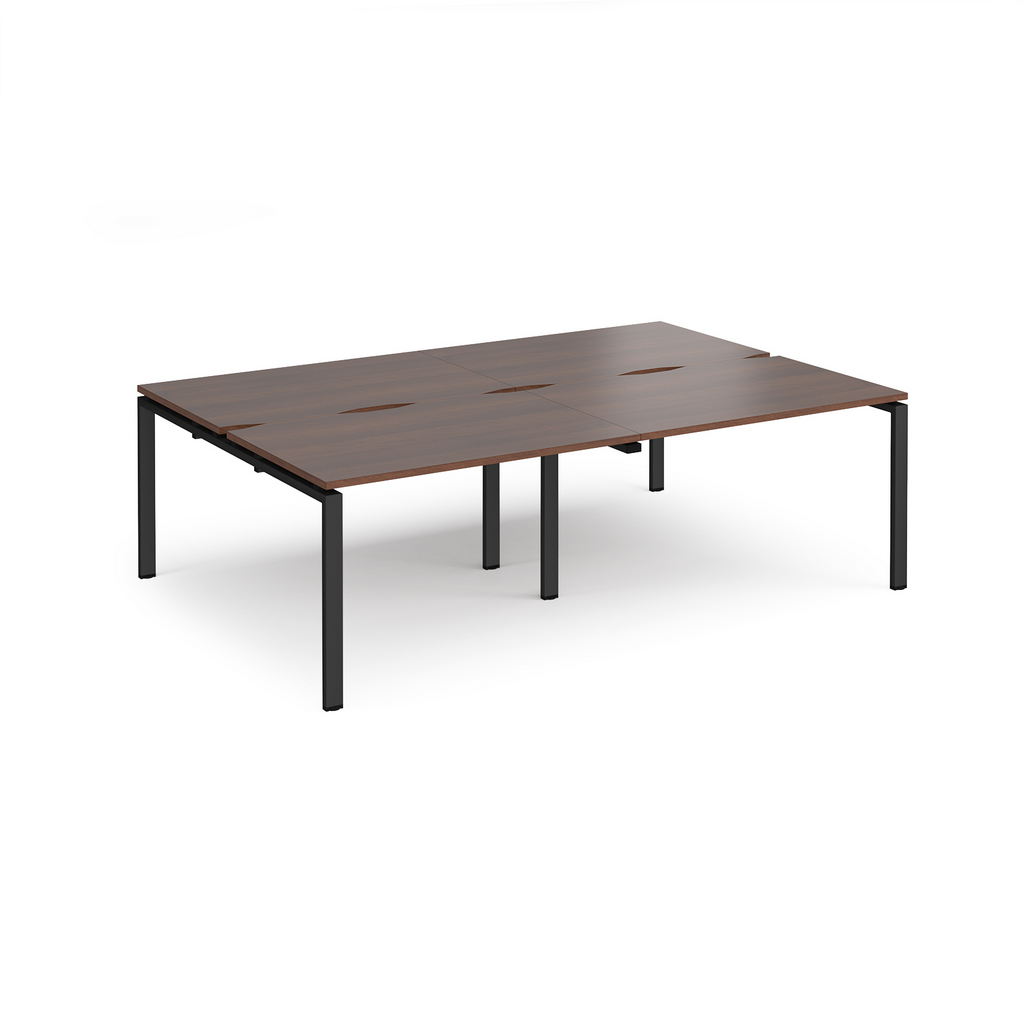 Picture of Adapt double back to back desks 2400mm x 1600mm - black frame, walnut top