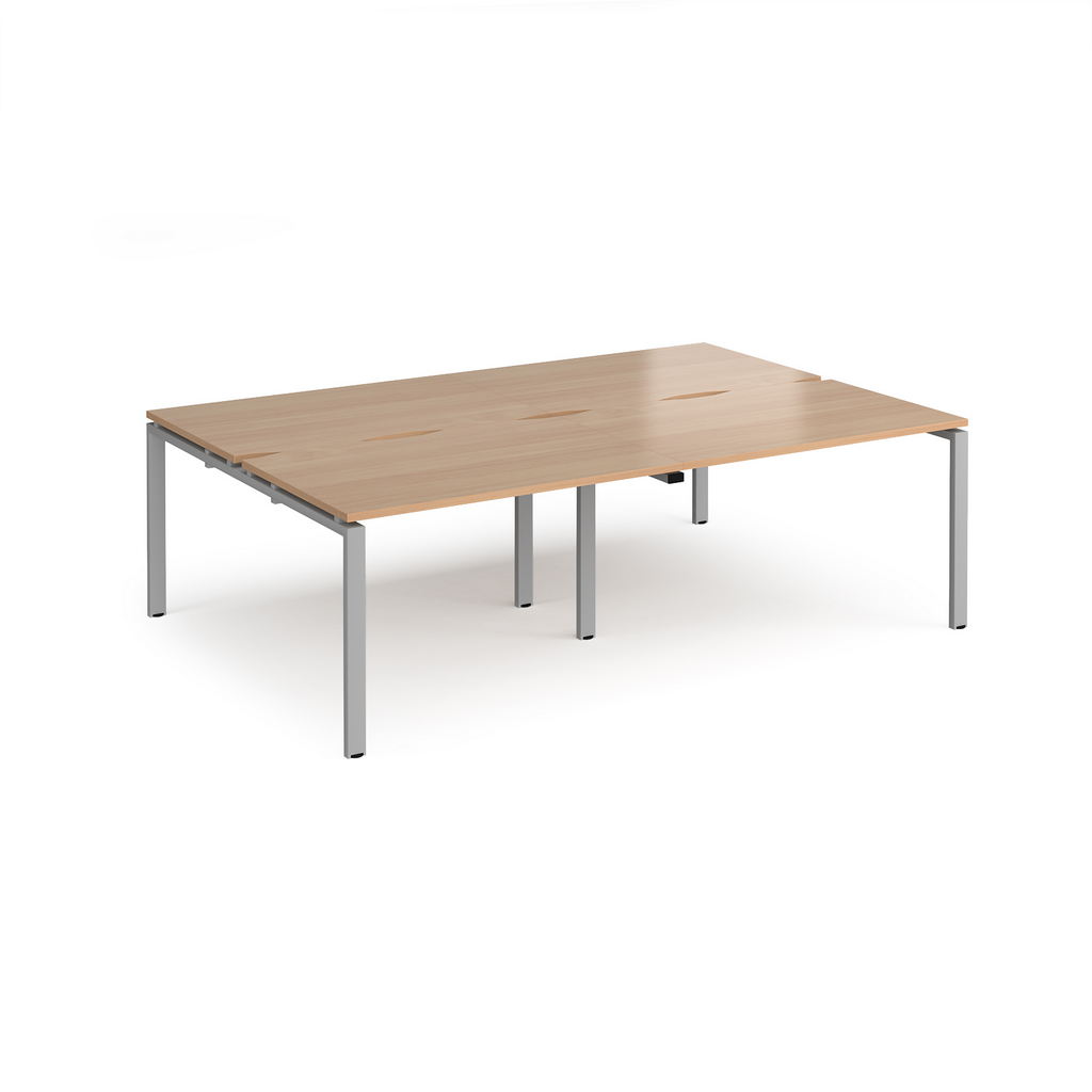 Picture of Adapt double back to back desks 2400mm x 1600mm - silver frame, beech top