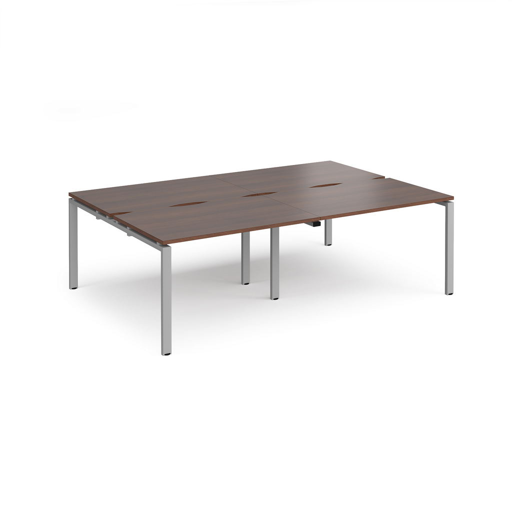 Picture of Adapt double back to back desks 2400mm x 1600mm - silver frame, walnut top