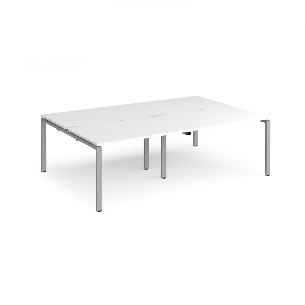 Picture of Adapt double back to back desks 2400mm x 1600mm - silver frame, white top