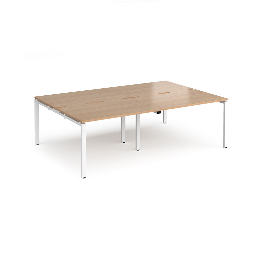 Picture of Adapt double back to back desks 2400mm x 1600mm - white frame, beech top