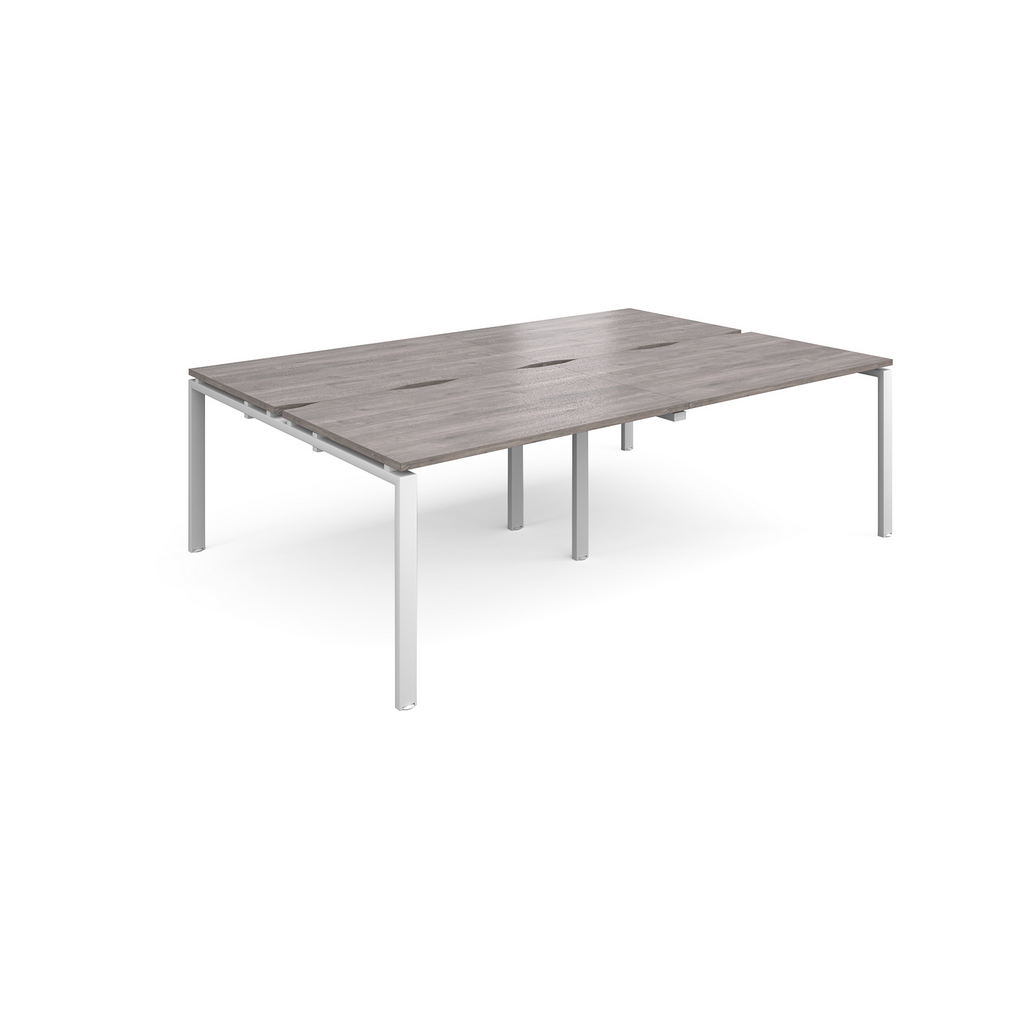 Picture of Adapt double back to back desks 2400mm x 1600mm - white frame, grey oak top