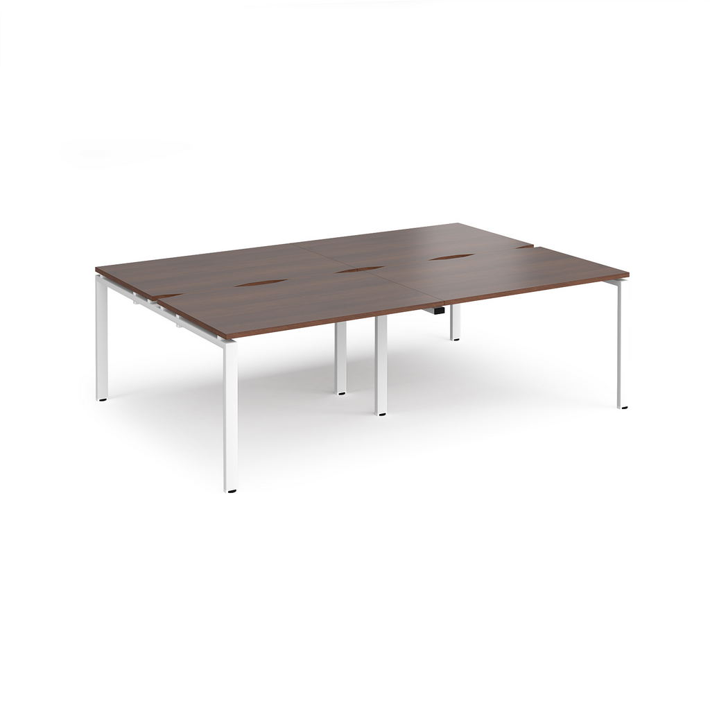 Picture of Adapt double back to back desks 2400mm x 1600mm - white frame, walnut top
