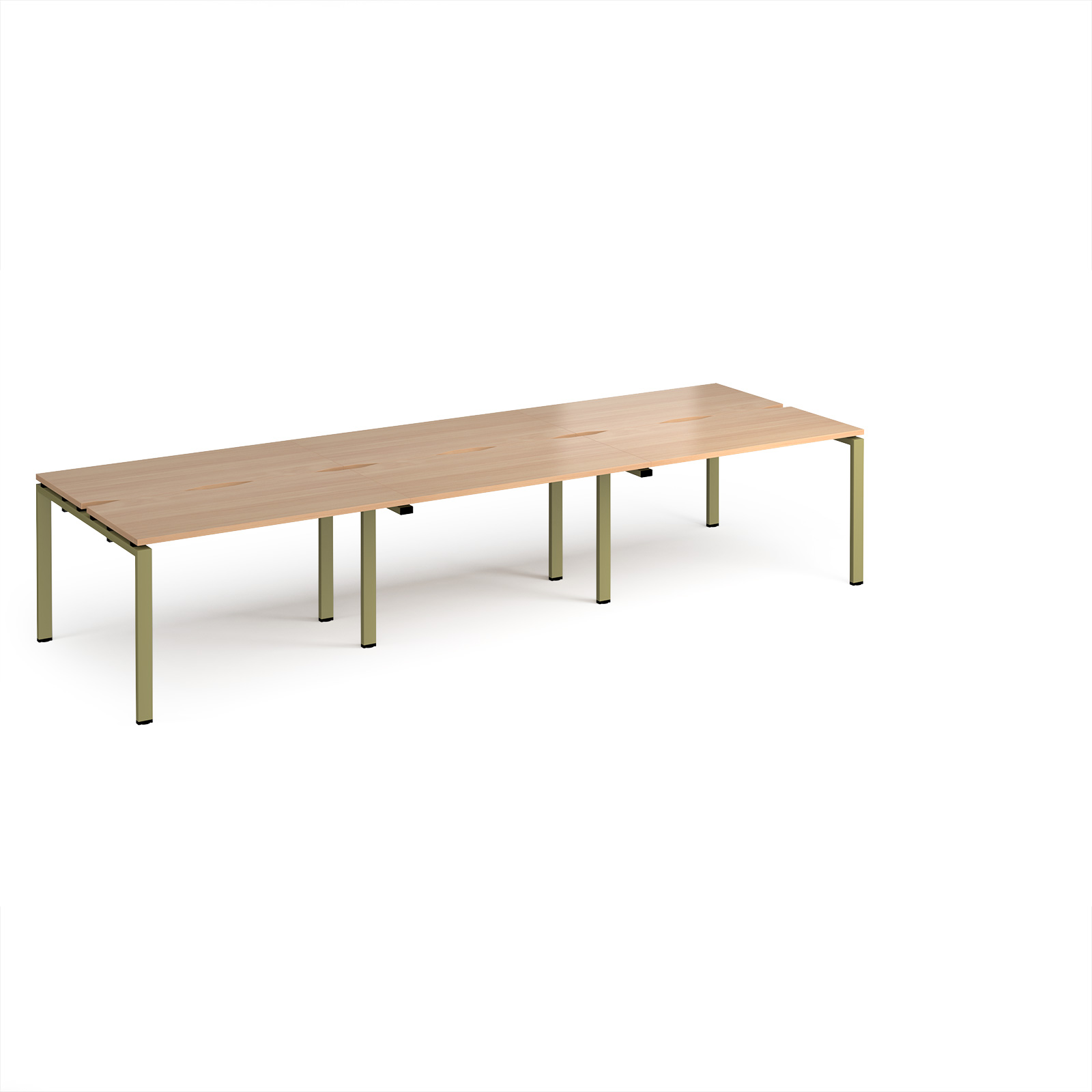 Picture of Adapt triple back to back desks 3600mm x 1200mm - green frame, Beech top