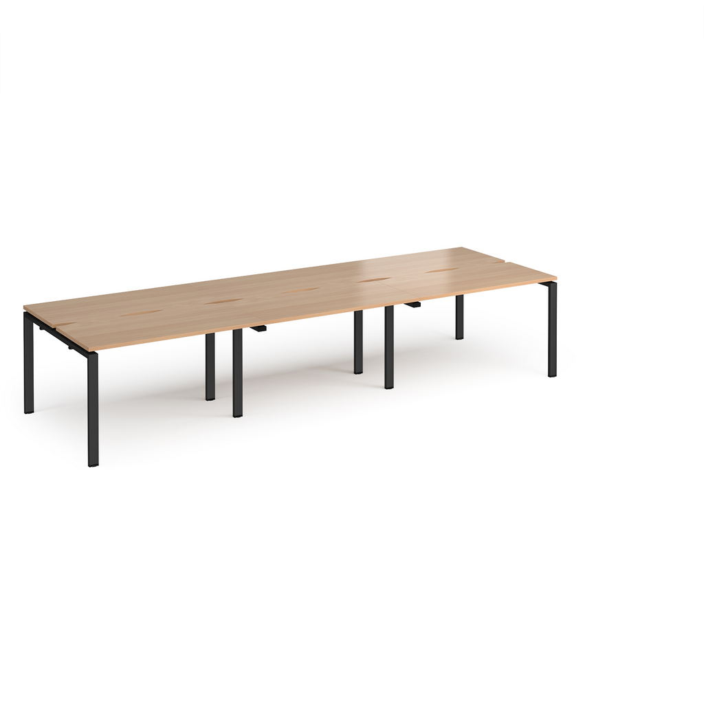 Picture of Adapt triple back to back desks 3600mm x 1200mm - black frame, beech top