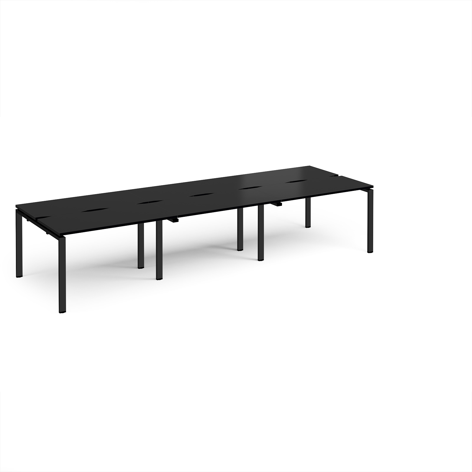 Picture of Adapt triple back to back desks 3600mm x 1200mm - black frame, black top