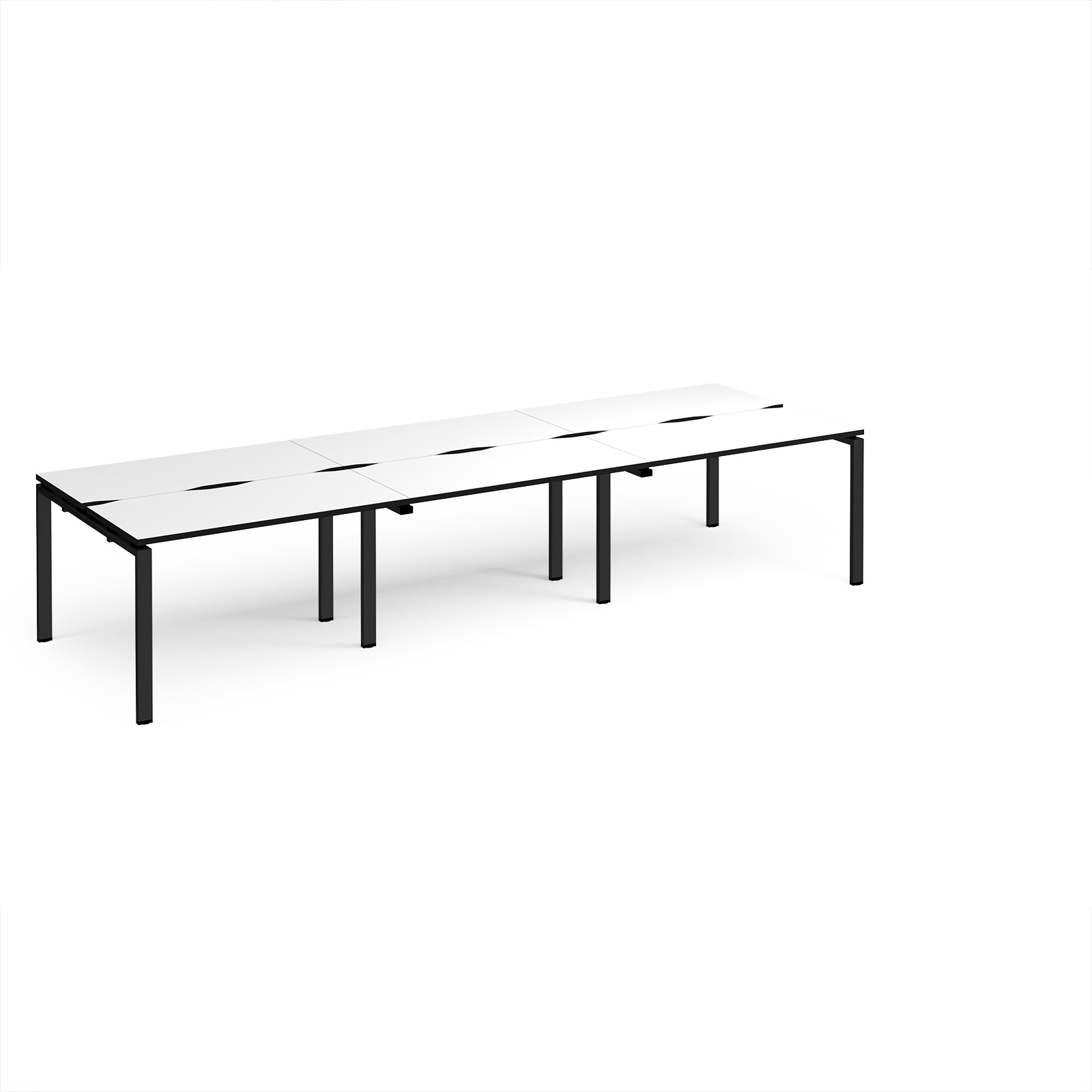 Picture of Adapt triple back to back desks 3600mm x 1200mm - black frame, White Top, black edge