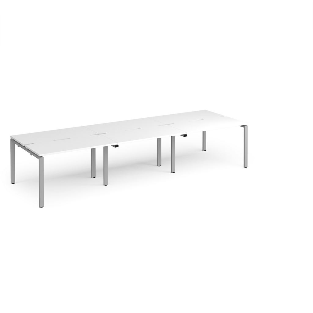 Picture of Adapt triple back to back desks 3600mm x 1200mm - silver frame, white top