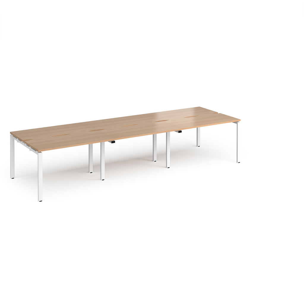 Picture of Adapt triple back to back desks 3600mm x 1200mm - white frame, beech top