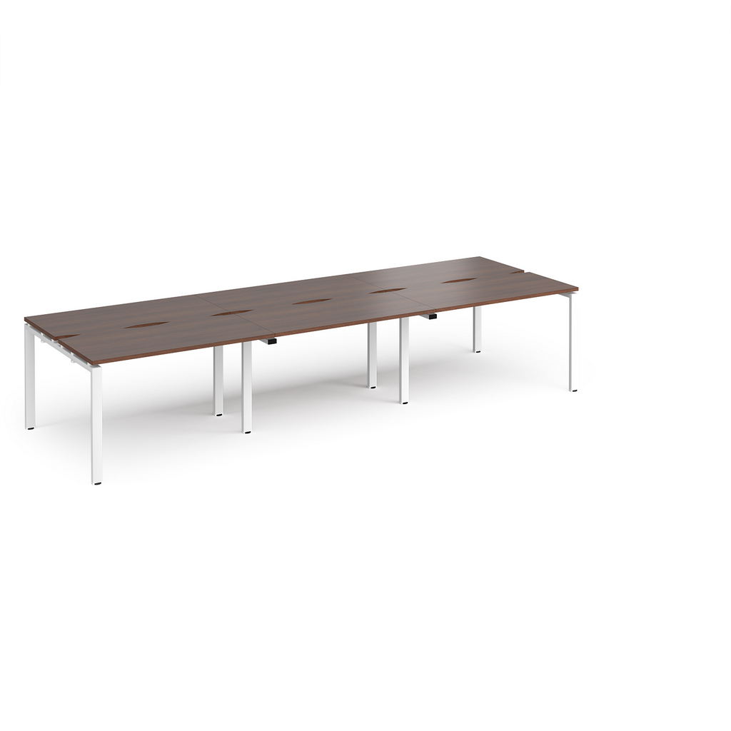 Picture of Adapt triple back to back desks 3600mm x 1200mm - white frame, walnut top