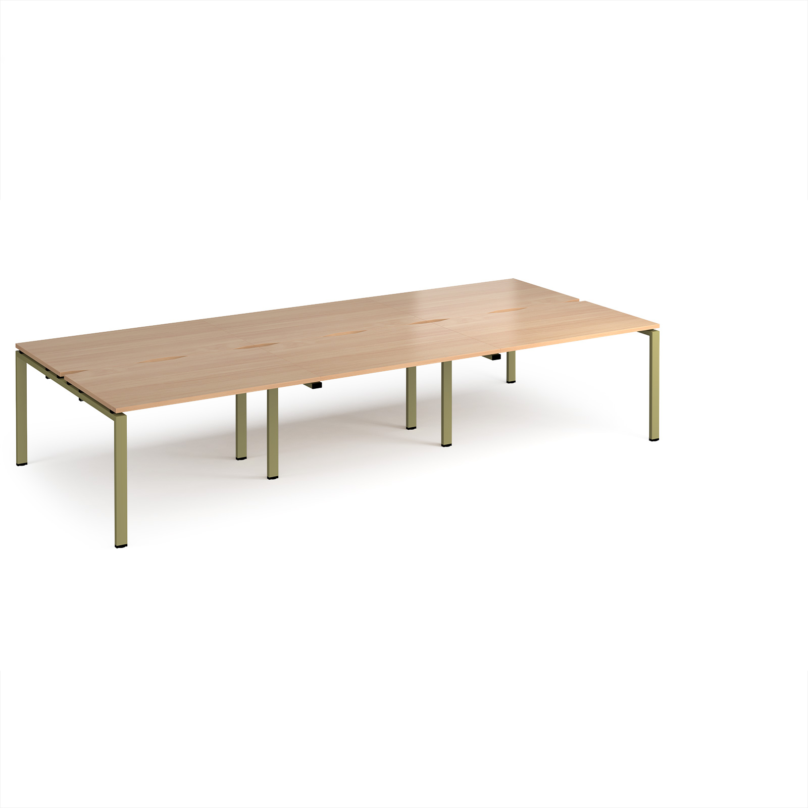Picture of Adapt triple back to back desks 3600mm x 1600mm - green frame, Beech top