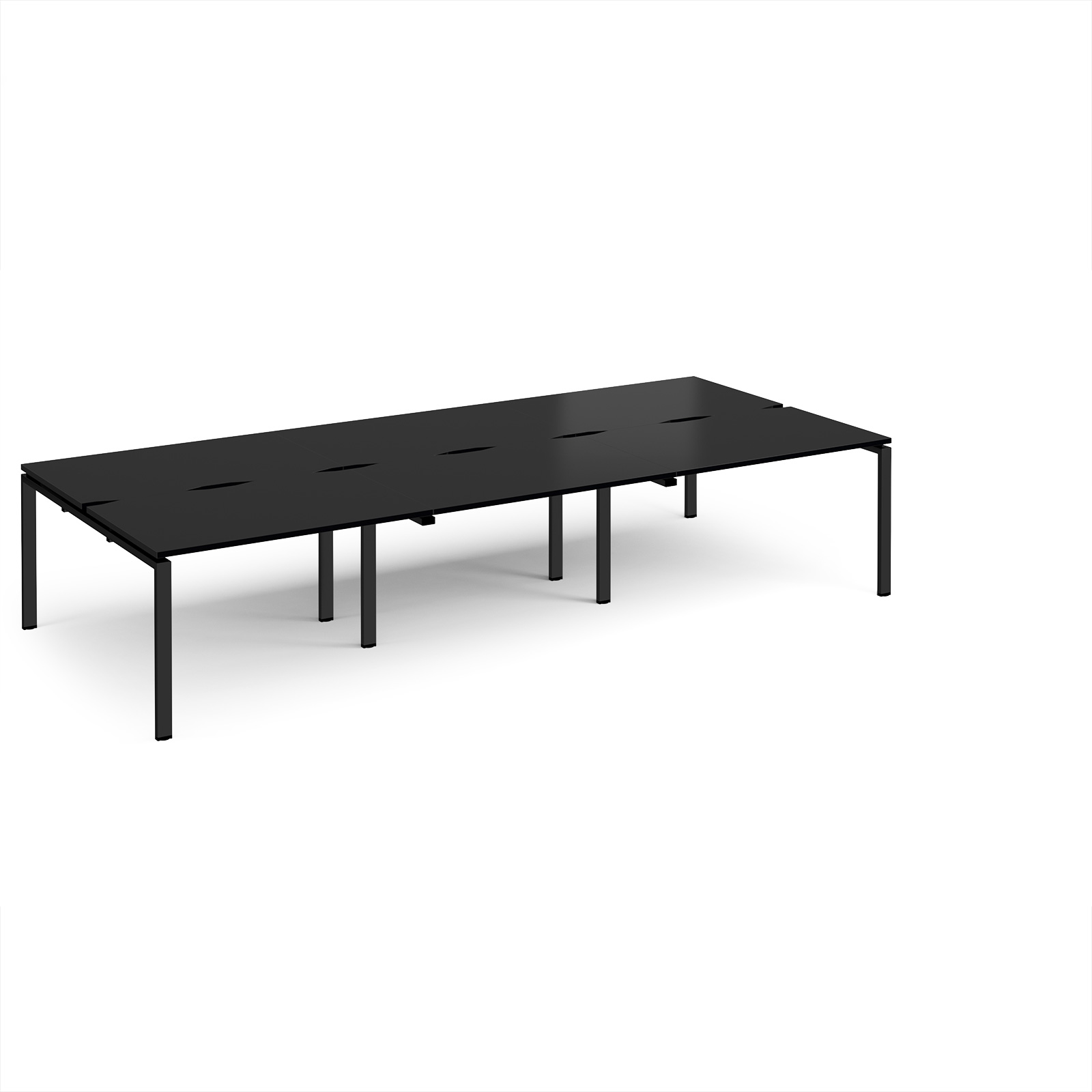 Picture of Adapt triple back to back desks 3600mm x 1600mm - black frame, black top