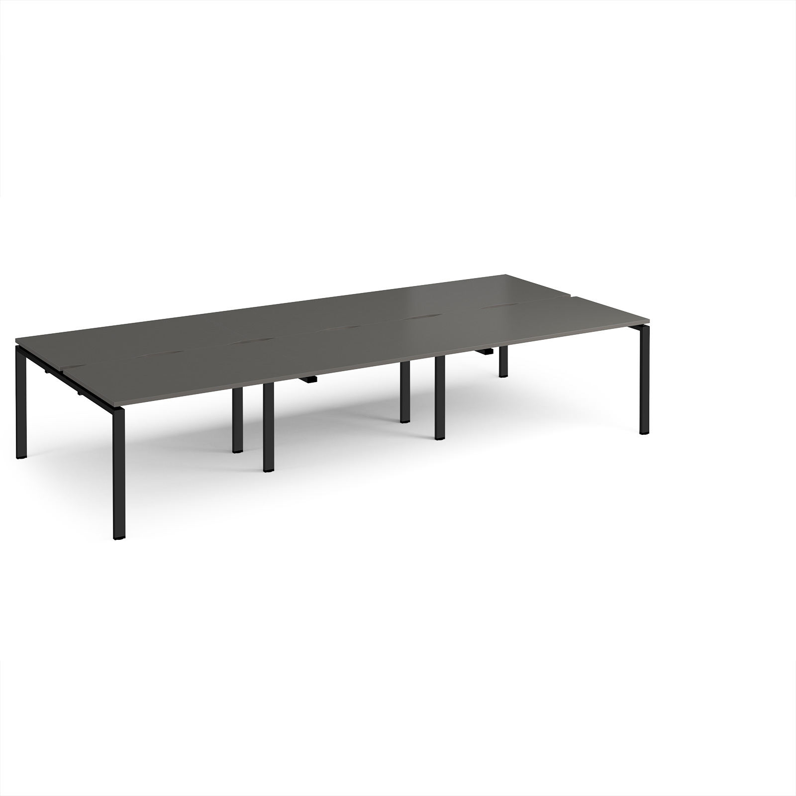 Picture of Adapt triple back to back desks 3600mm x 1600mm - black frame, storm grey top