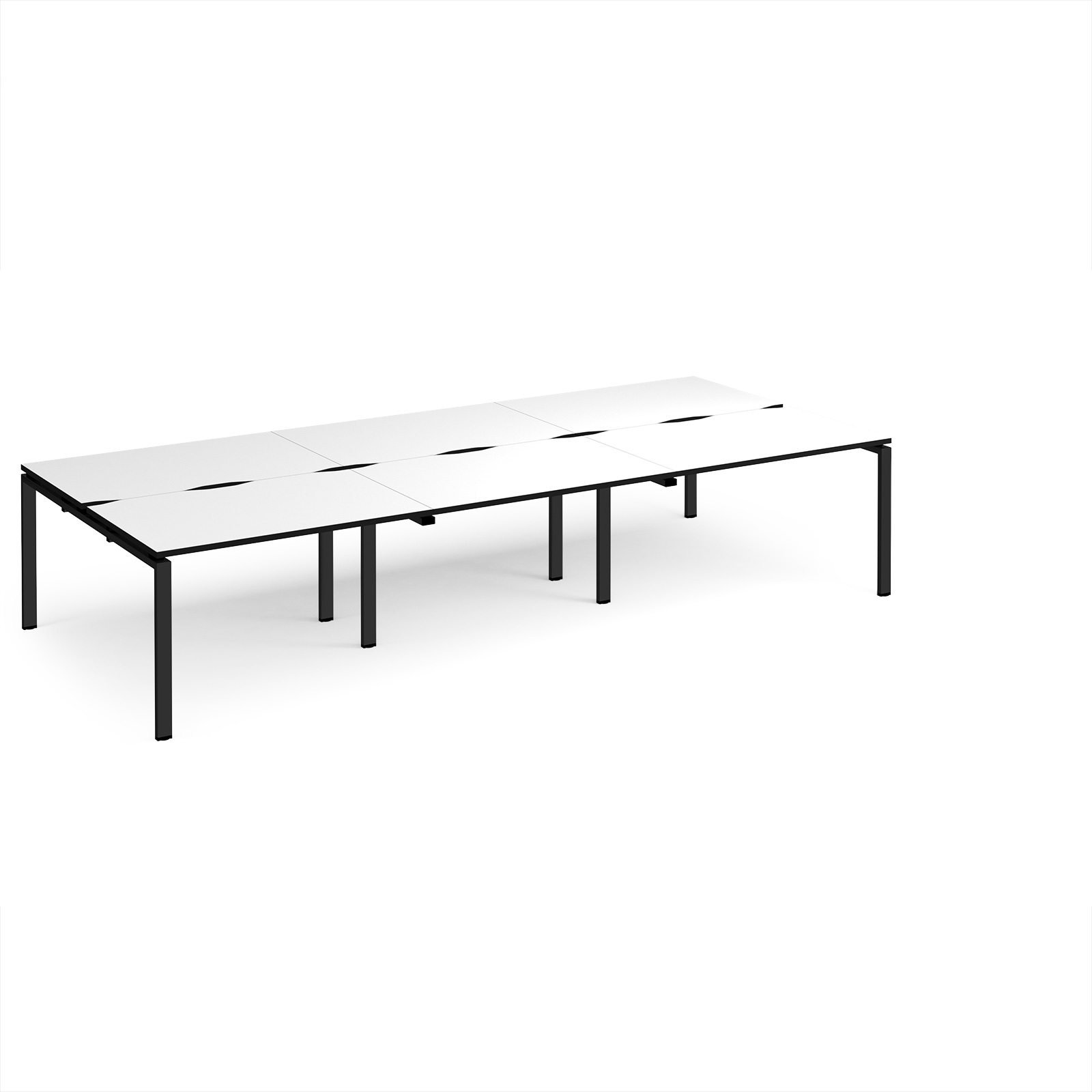 Picture of Adapt triple back to back desks 3600mm x 1600mm - black frame, White Top, black edge