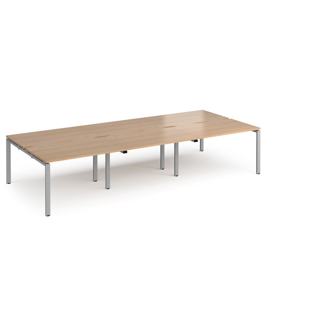Picture of Adapt triple back to back desks 3600mm x 1600mm - silver frame, beech top