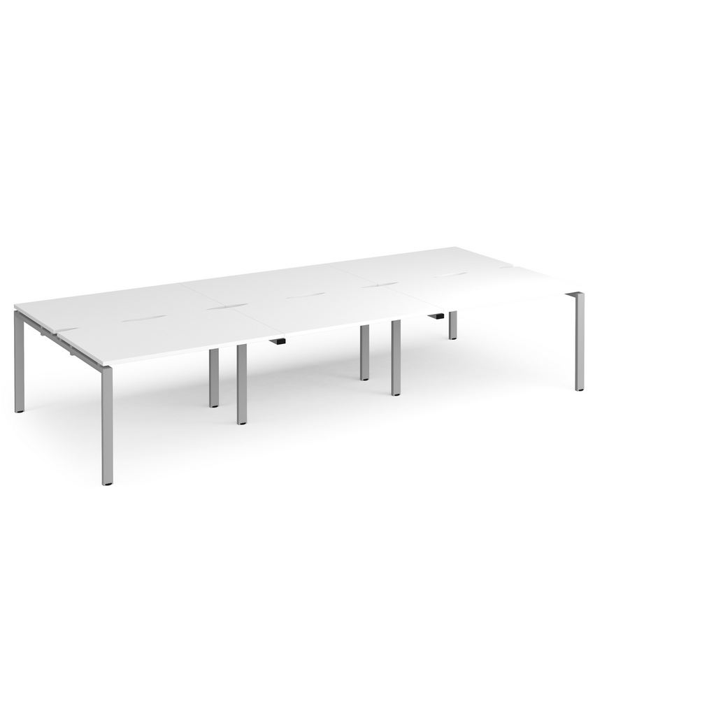 Picture of Adapt triple back to back desks 3600mm x 1600mm - silver frame, white top