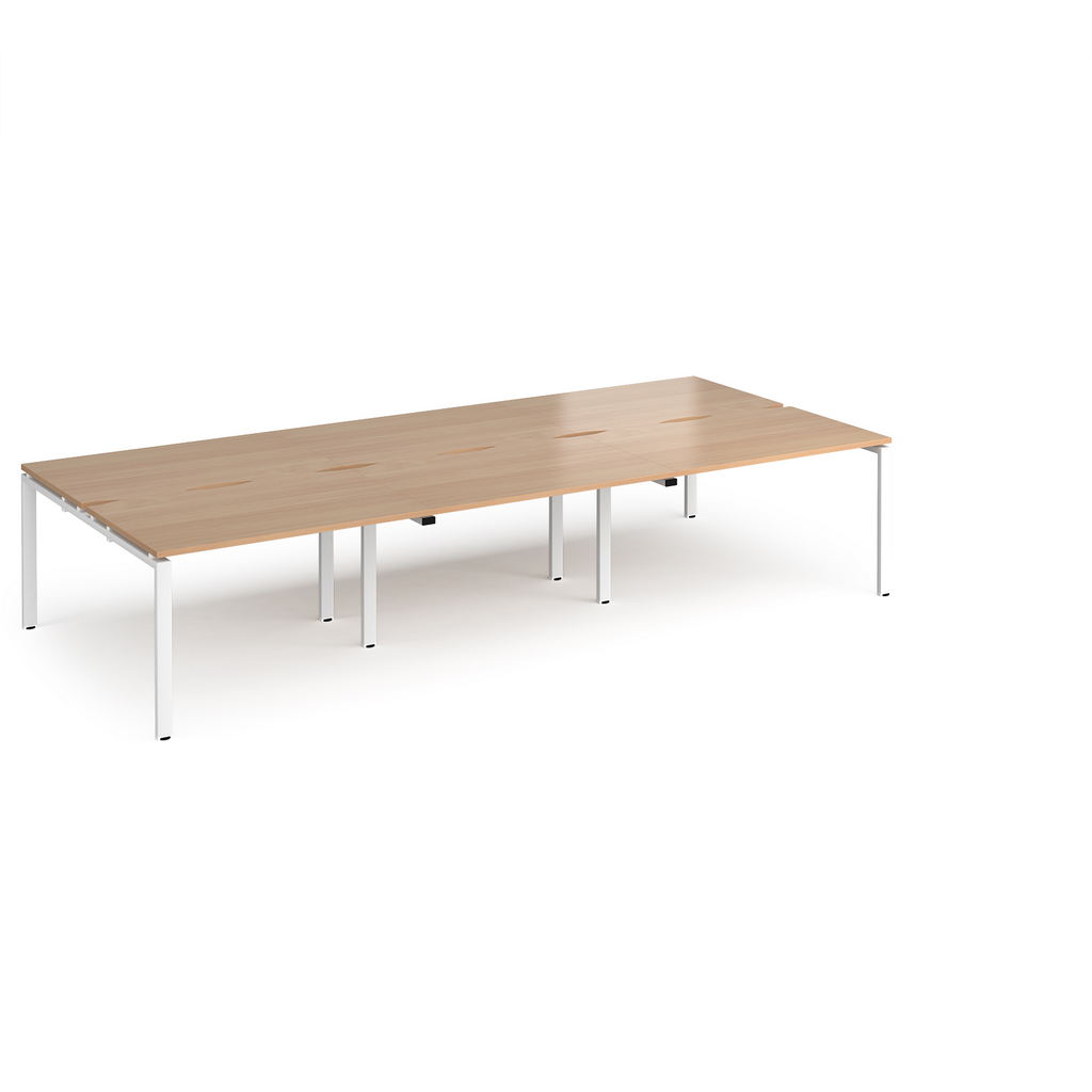 Picture of Adapt triple back to back desks 3600mm x 1600mm - white frame, beech top