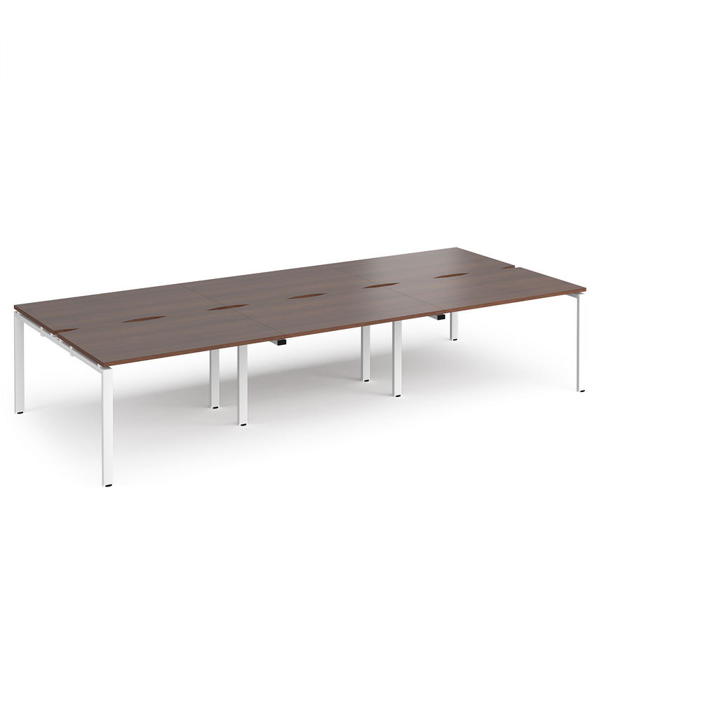 Picture of Adapt triple back to back desks 3600mm x 1600mm - white frame, walnut top