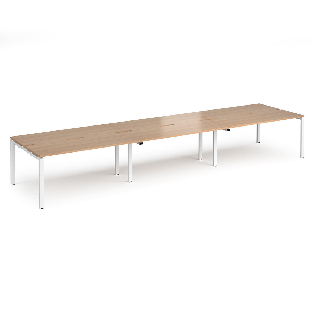 Picture of Adapt triple back to back desks 4800mm x 1200mm - white frame, beech top