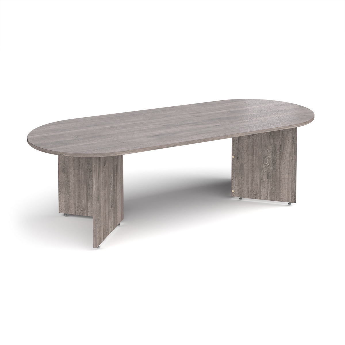 Picture of Arrow head leg radial end boardroom table 2400mm x 1000mm - grey oak