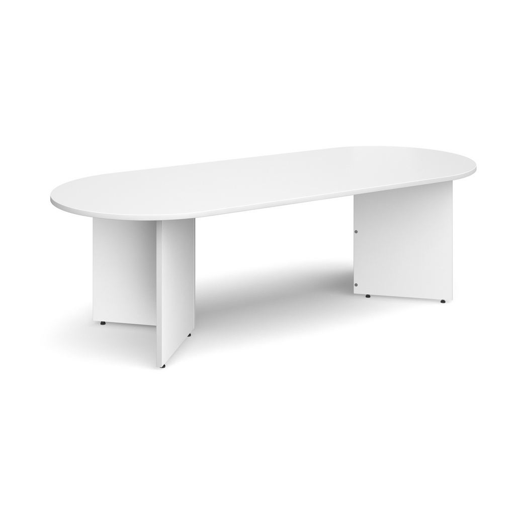 Picture of Arrow head leg radial end boardroom table 2400mm x 1000mm - white