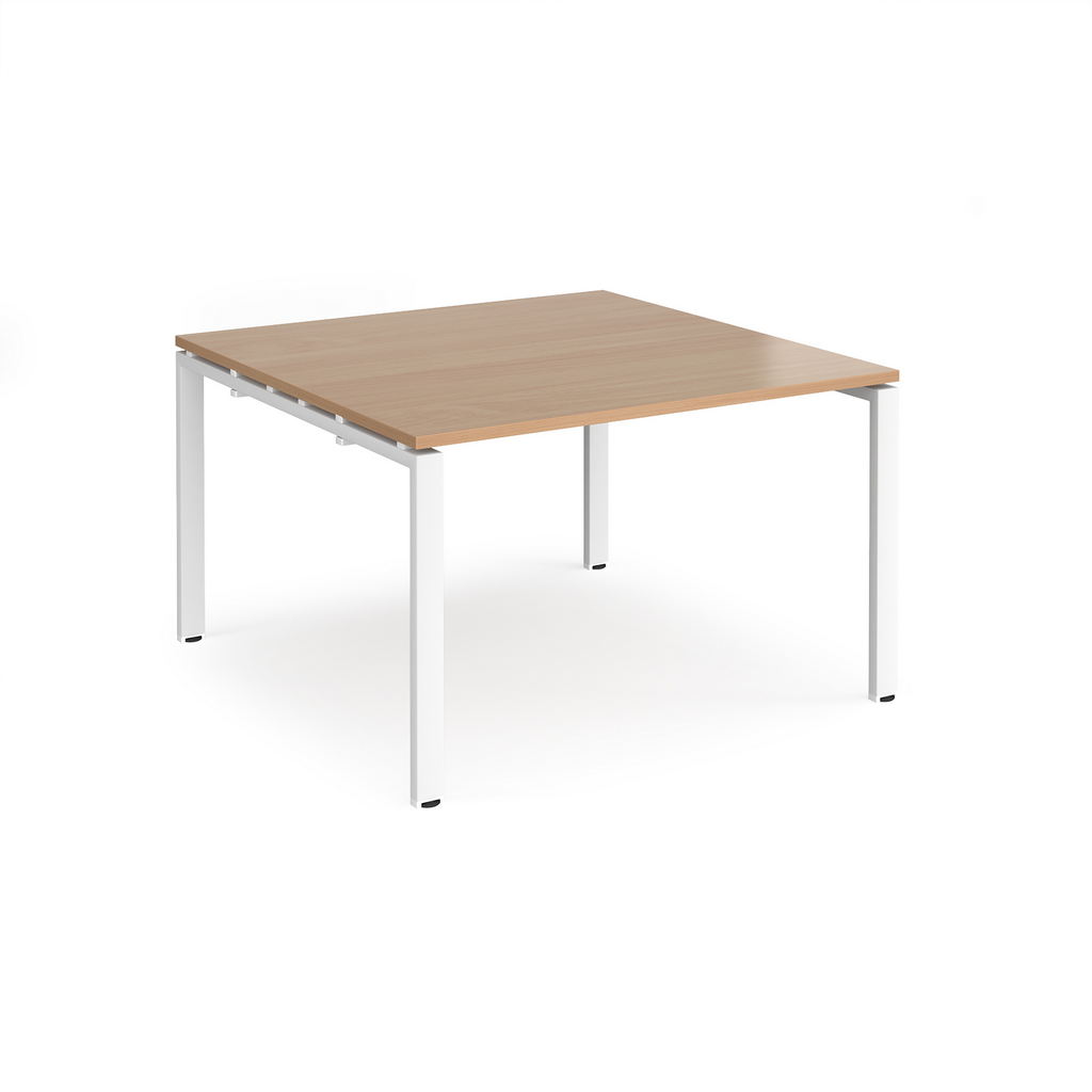 Picture of Adapt boardroom table starter unit 1200mm x 1200mm - white frame, beech top