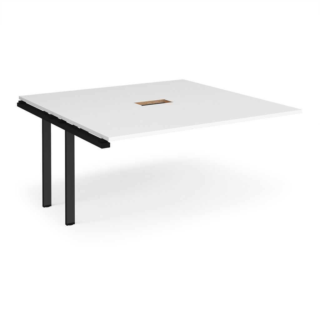 Picture of Adapt boardroom table add on unit 1600mm x 1600mm with central cutout 272mm x 132mm - black frame, white top