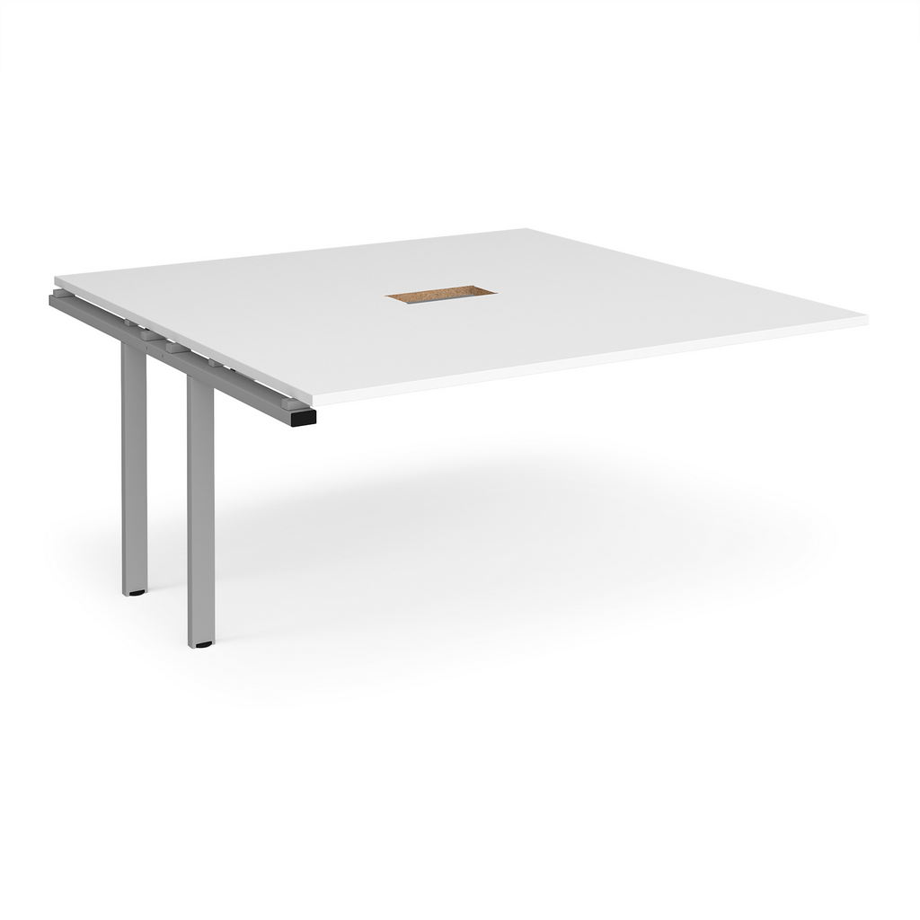 Picture of Adapt boardroom table add on unit 1600mm x 1600mm with central cutout 272mm x 132mm - silver frame, white top