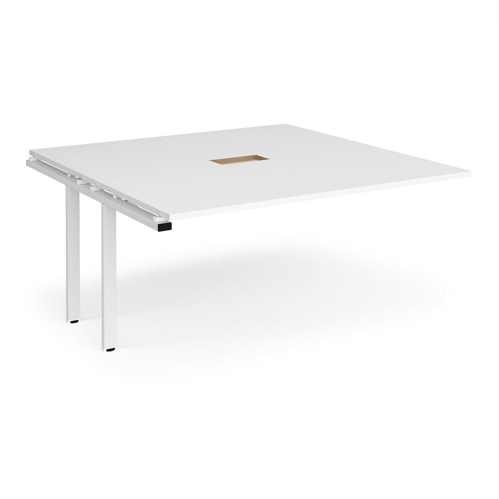 Picture of Adapt boardroom table add on unit 1600mm x 1600mm with central cutout 272mm x 132mm - white frame, white top