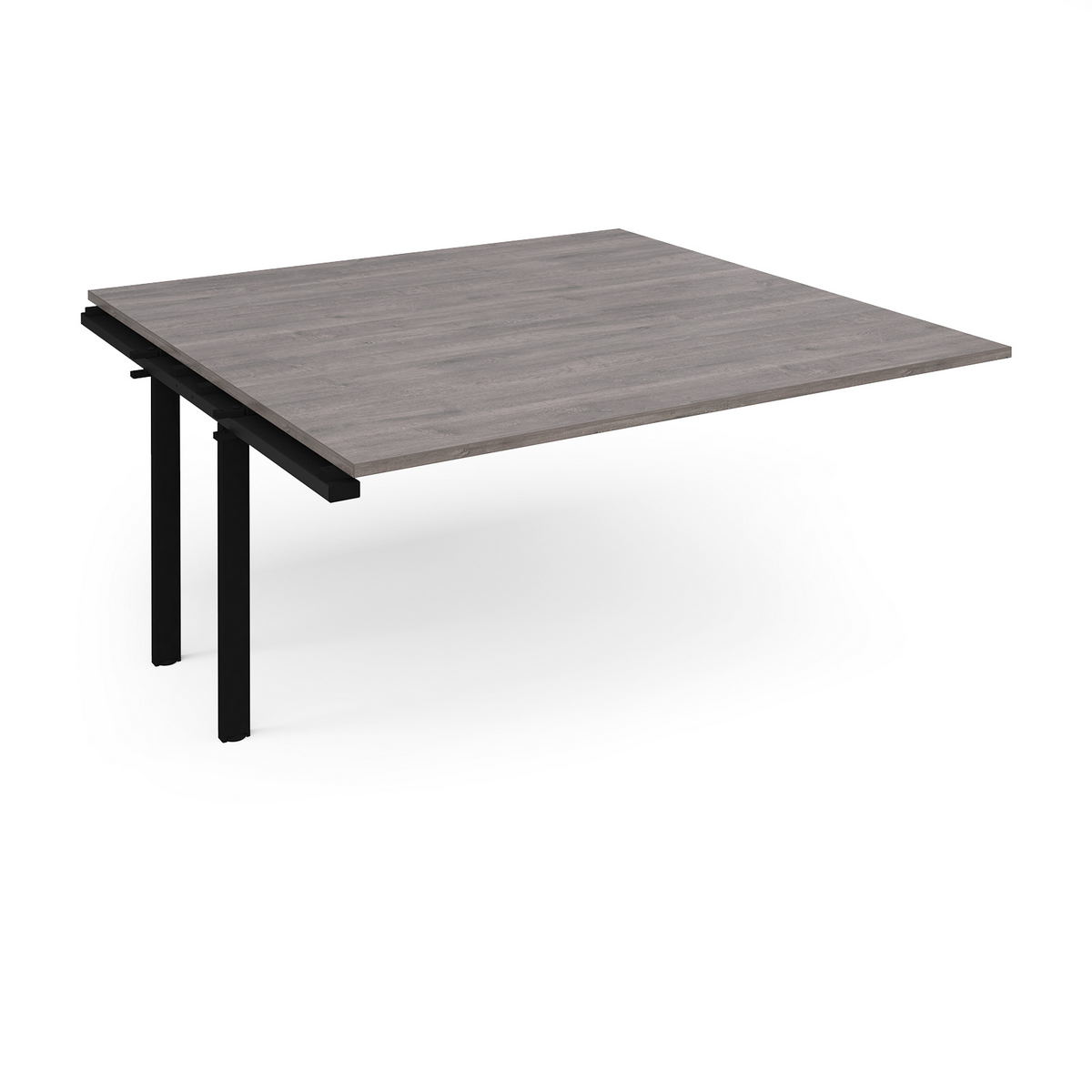 Picture of Adapt boardroom table add on unit 1600mm x 1600mm - black frame, grey oak top