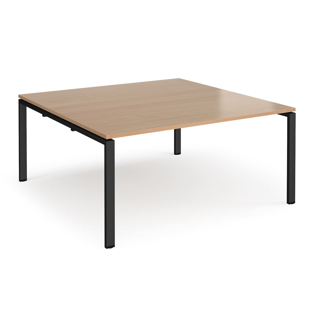 Picture of Adapt square boardroom table 1600mm x 1600mm - black frame, beech top