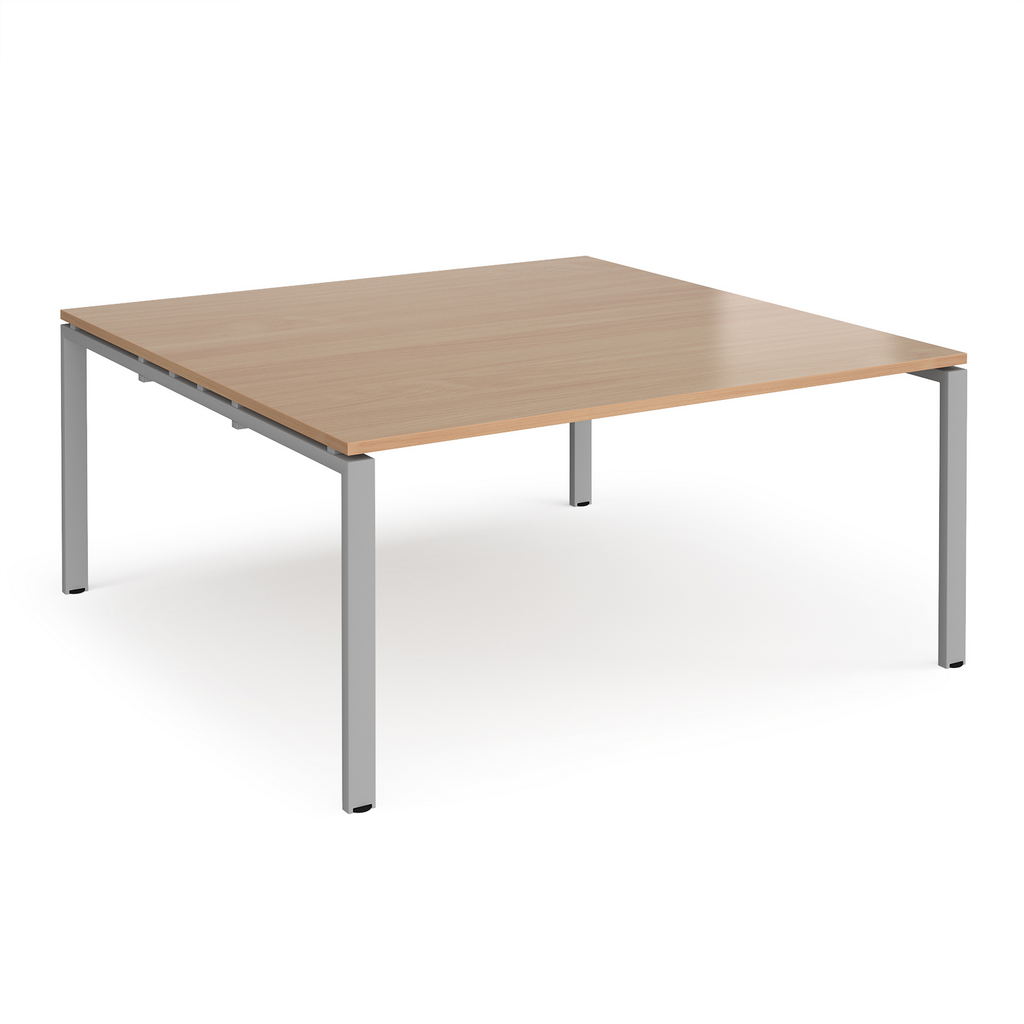 Picture of Adapt square boardroom table 1600mm x 1600mm - silver frame, beech top