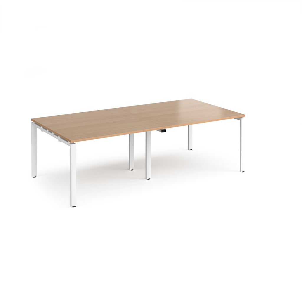 Picture of Adapt rectangular boardroom table 2400mm x 1200mm - white frame, beech top