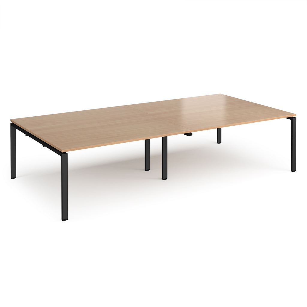 Picture of Adapt rectangular boardroom table 3200mm x 1600mm - black frame, beech top