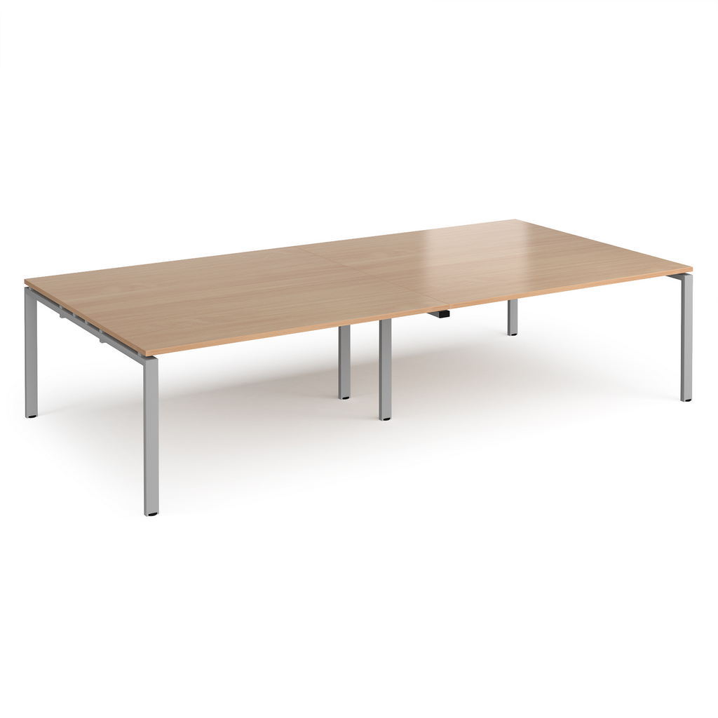 Picture of Adapt rectangular boardroom table 3200mm x 1600mm - silver frame, beech top