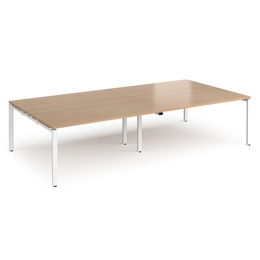 Picture of Adapt rectangular boardroom table 3200mm x 1600mm - white frame, beech top