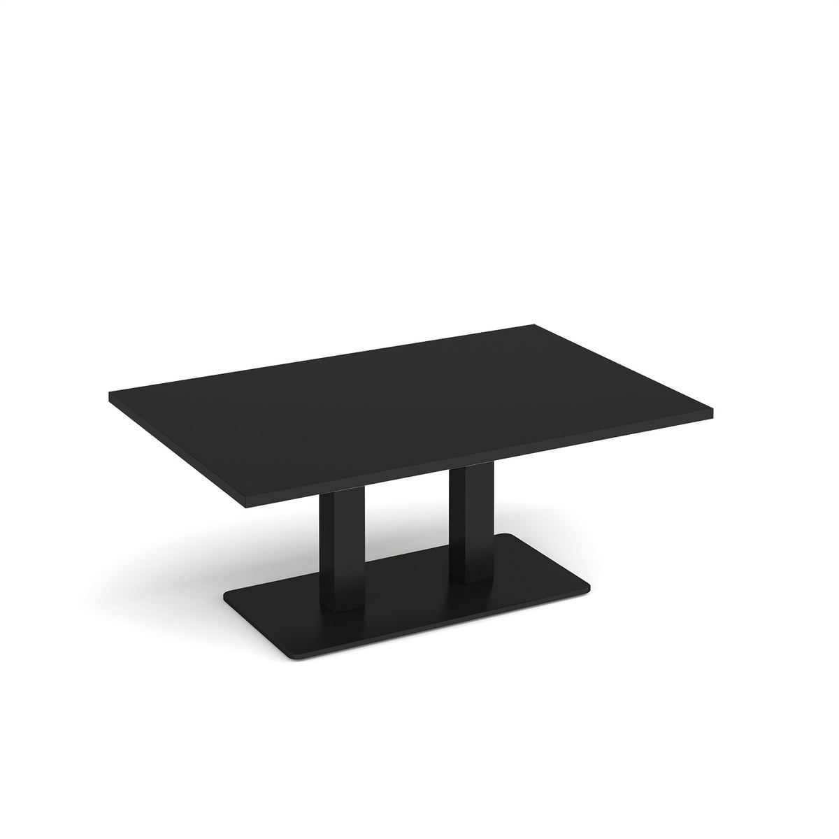 Picture of Eros rectangular coffee table with flat black rectangular base and twin uprights 1200mm x 800mm - Black