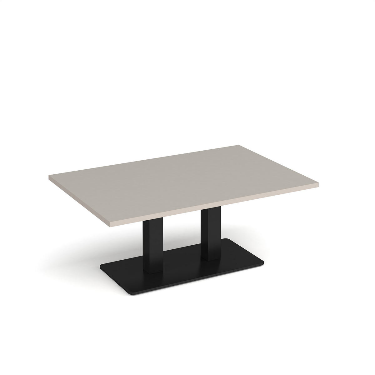 Picture of Eros rectangular coffee table with flat black rectangular base and twin uprights 1200mm x 800mm - Light Grey