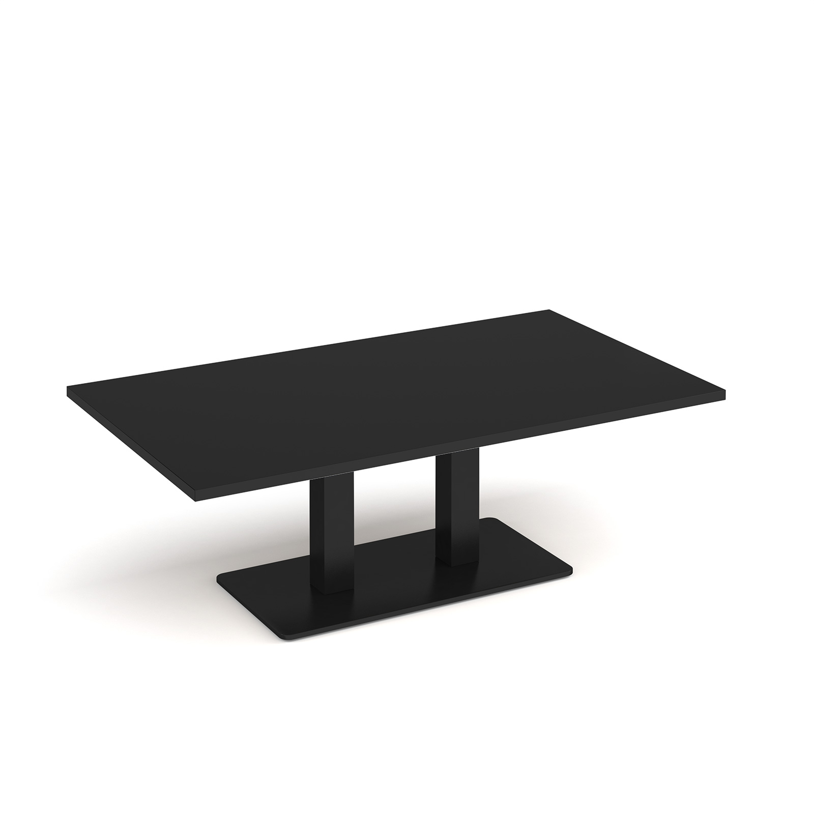 Picture of Eros rectangular coffee table with flat black rectangular base and twin uprights 1400mm x 800mm - Black