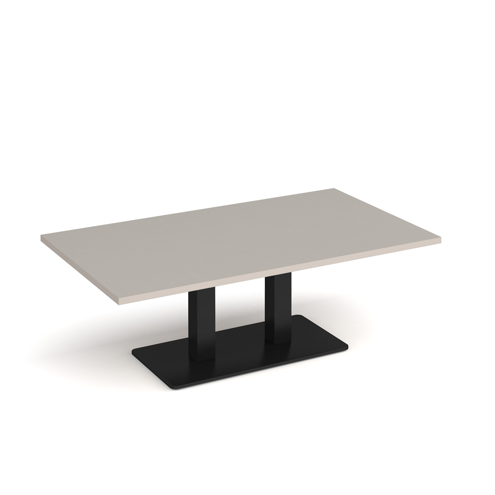 Picture of Eros rectangular coffee table with flat black rectangular base and twin uprights 1400mm x 800mm - Light Grey