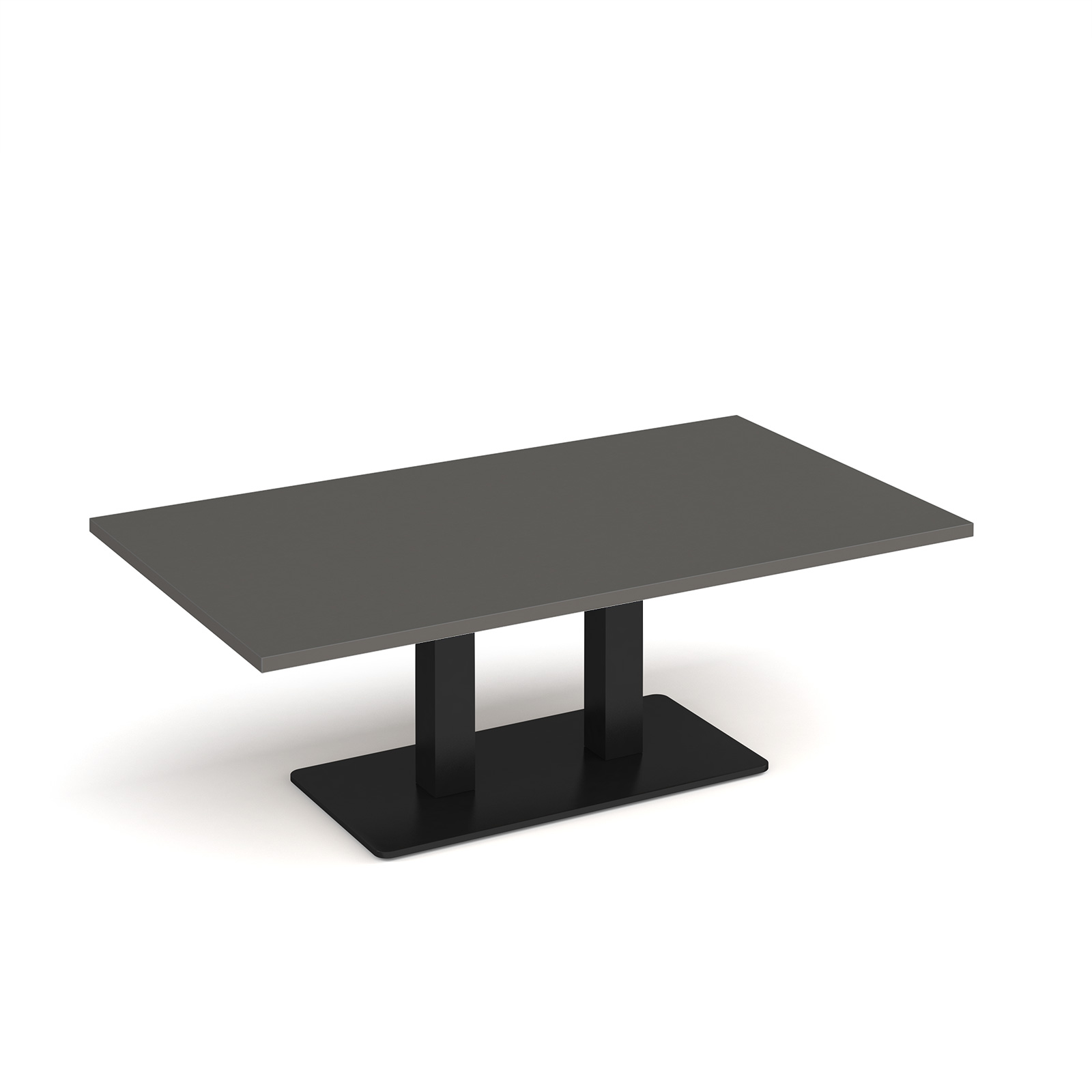 Picture of Eros rectangular coffee table with flat black rectangular base and twin uprights 1400mm x 800mm - Onyx Grey