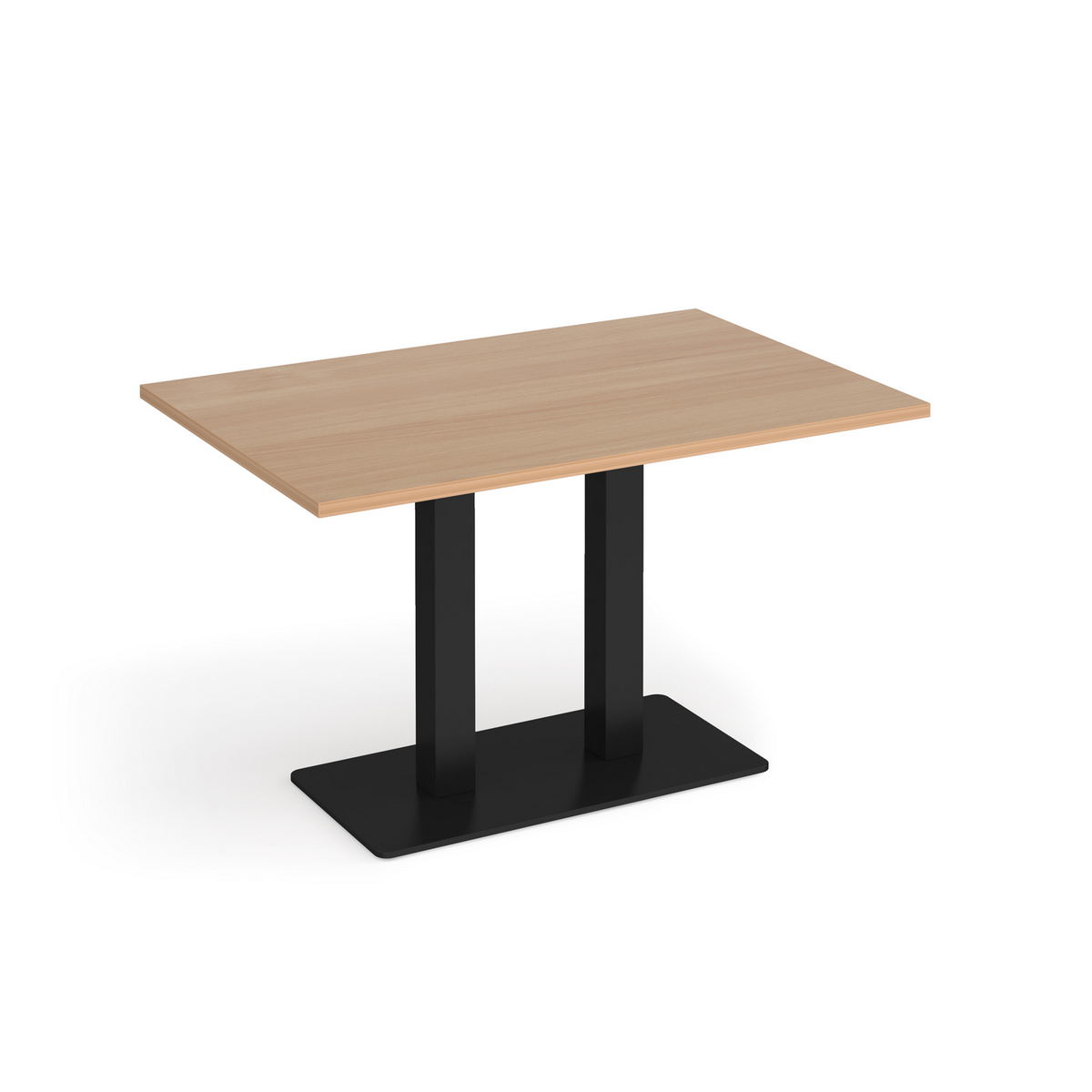 Picture of Eros rectangular dining table with flat black rectangular base and twin uprights 1200mm x 800mm - beech