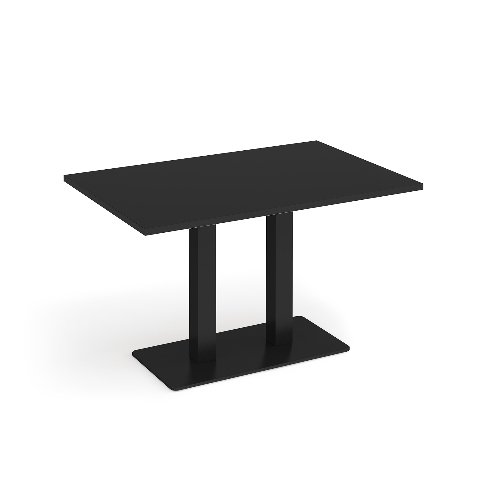 Picture of Eros rectangular dining table with flat black rectangular base and twin uprights 1200mm x 800mm - Black