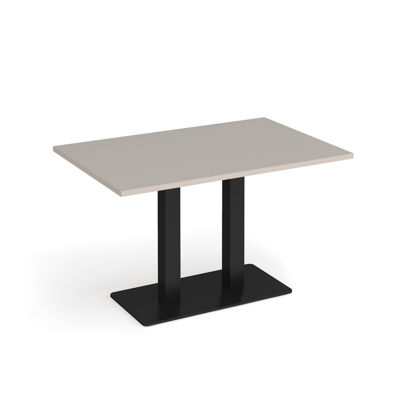 Picture of Eros rectangular dining table with flat black rectangular base and twin uprights 1200mm x 800mm - Light Grey
