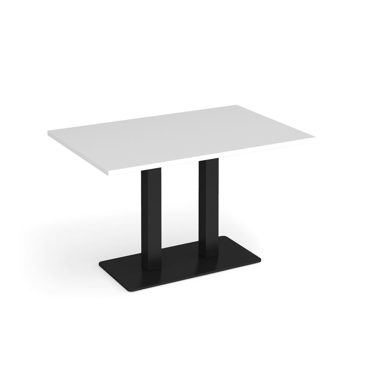 Picture of Eros rectangular dining table with flat black rectangular base and twin uprights 1200mm x 800mm - white