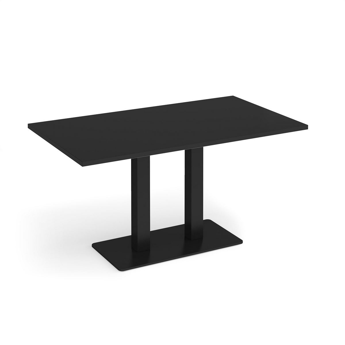 Picture of Eros rectangular dining table with flat black rectangular base and twin uprights 1400mm x 800mm - Black