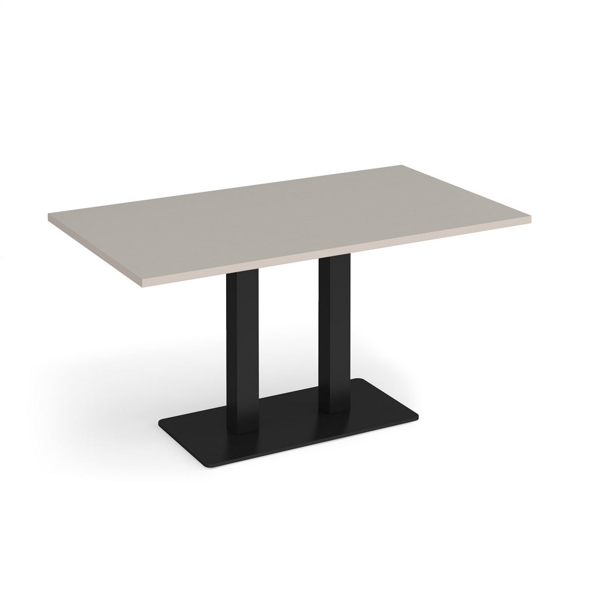 Picture of Eros rectangular dining table with flat black rectangular base and twin uprights 1400mm x 800mm - Light Grey