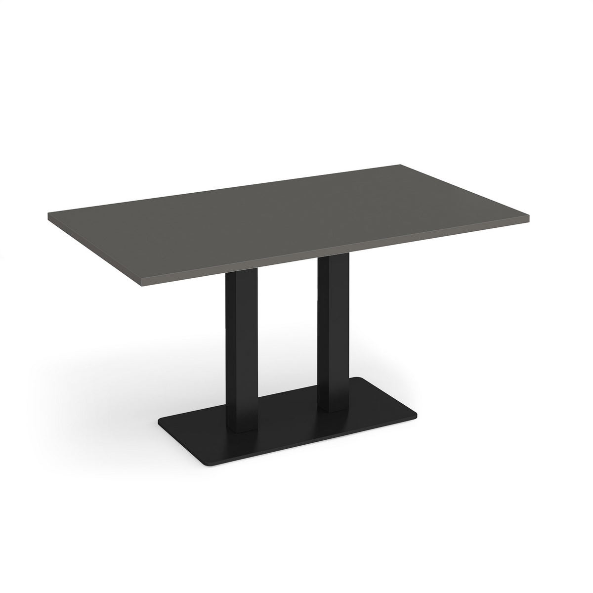 Picture of Eros rectangular dining table with flat black rectangular base and twin uprights 1400mm x 800mm - Onyx Grey