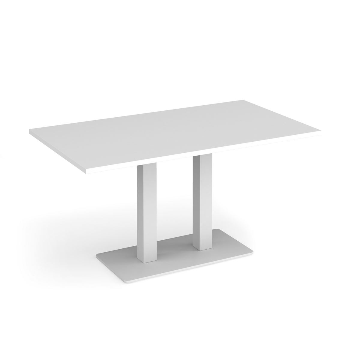 Picture of Eros rectangular dining table with flat white rectangular base and twin uprights 1400mm x 800mm - white