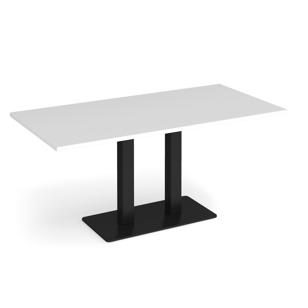 Picture of Eros rectangular dining table with flat black rectangular base and twin uprights 1600mm x 800mm - white